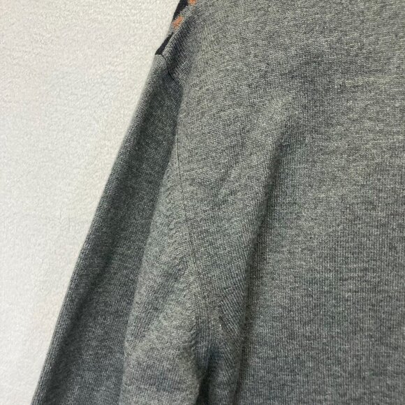 Luchiano Visconti Lattice Sweater Mens Large Crew Geometric Retro Gray Orange - Picture 12 of 13